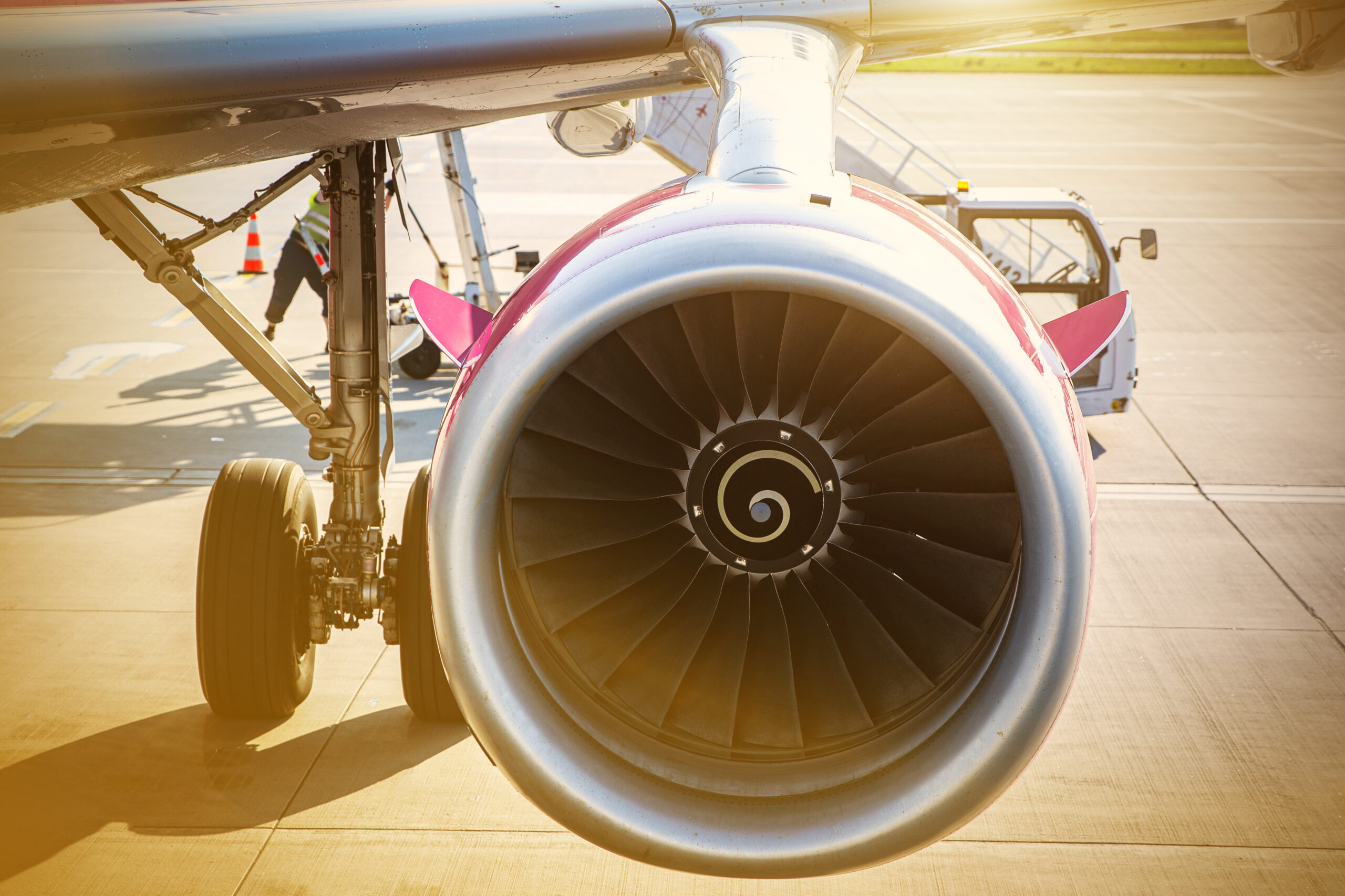 Close-up of an aircraft engine